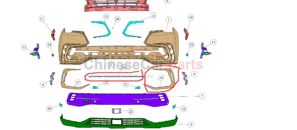 Front bumper decorative parts 2803395-M50 for Changan
